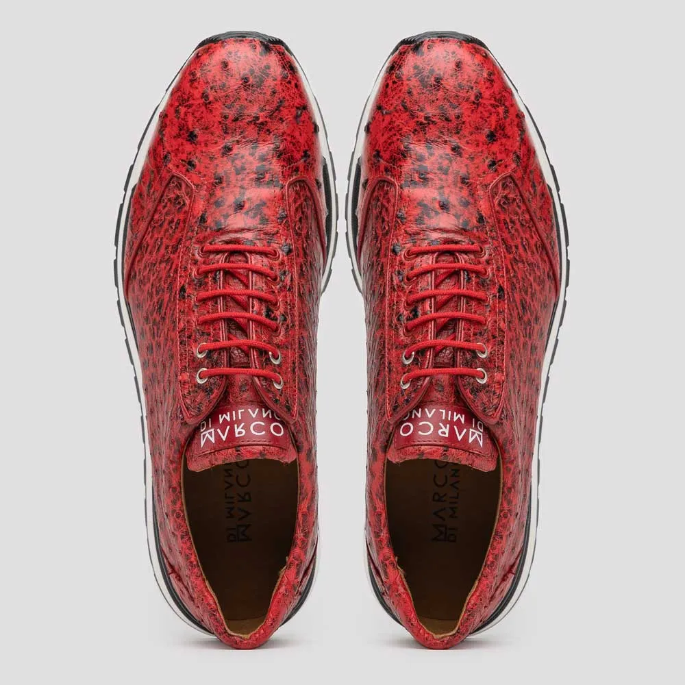 Marco Di Milano Scanno in Antique Red Ostrich Quill Sneakers