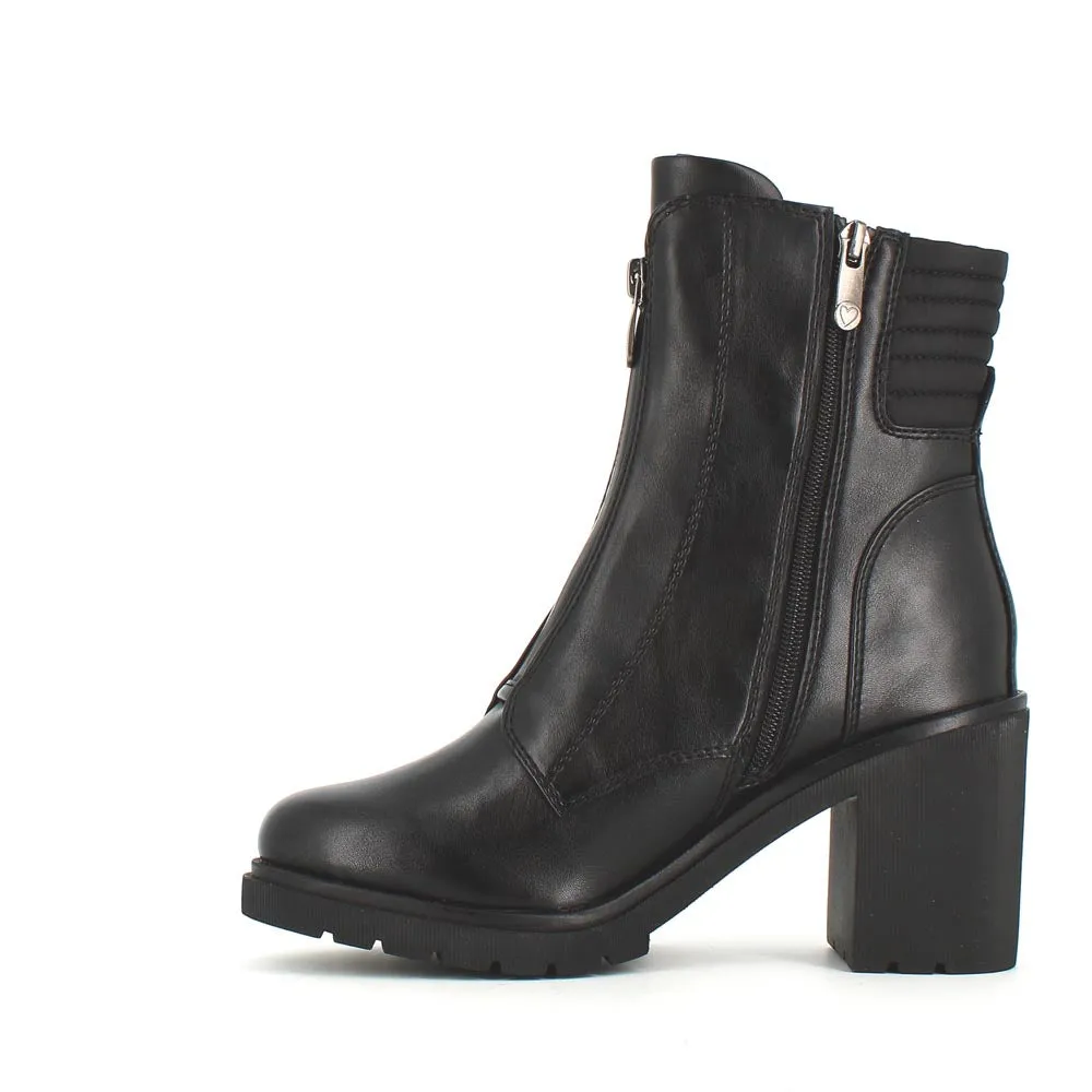 Marco Tozzi Front Zipper Chunky Boot Black