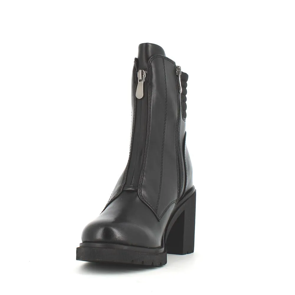 Marco Tozzi Front Zipper Chunky Boot Black