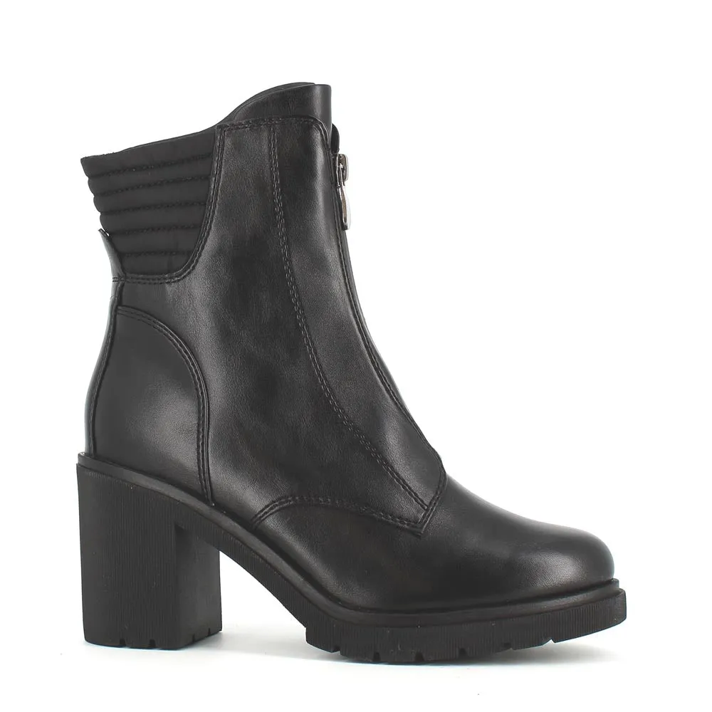Marco Tozzi Front Zipper Chunky Boot Black