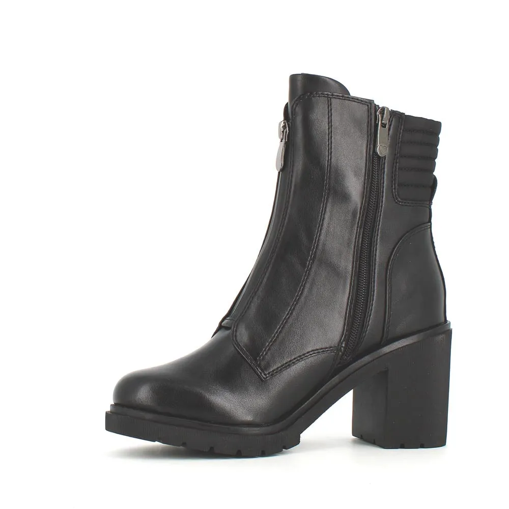 Marco Tozzi Front Zipper Chunky Boot Black