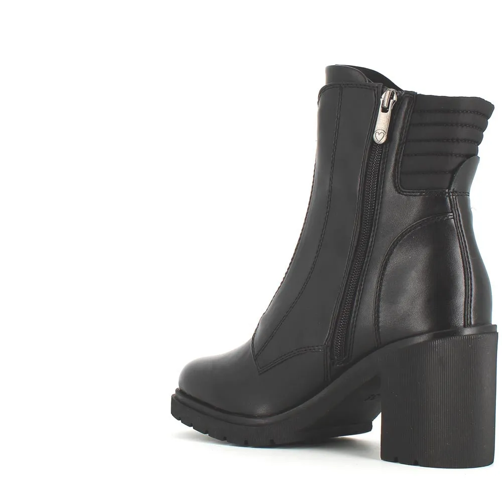 Marco Tozzi Front Zipper Chunky Boot Black