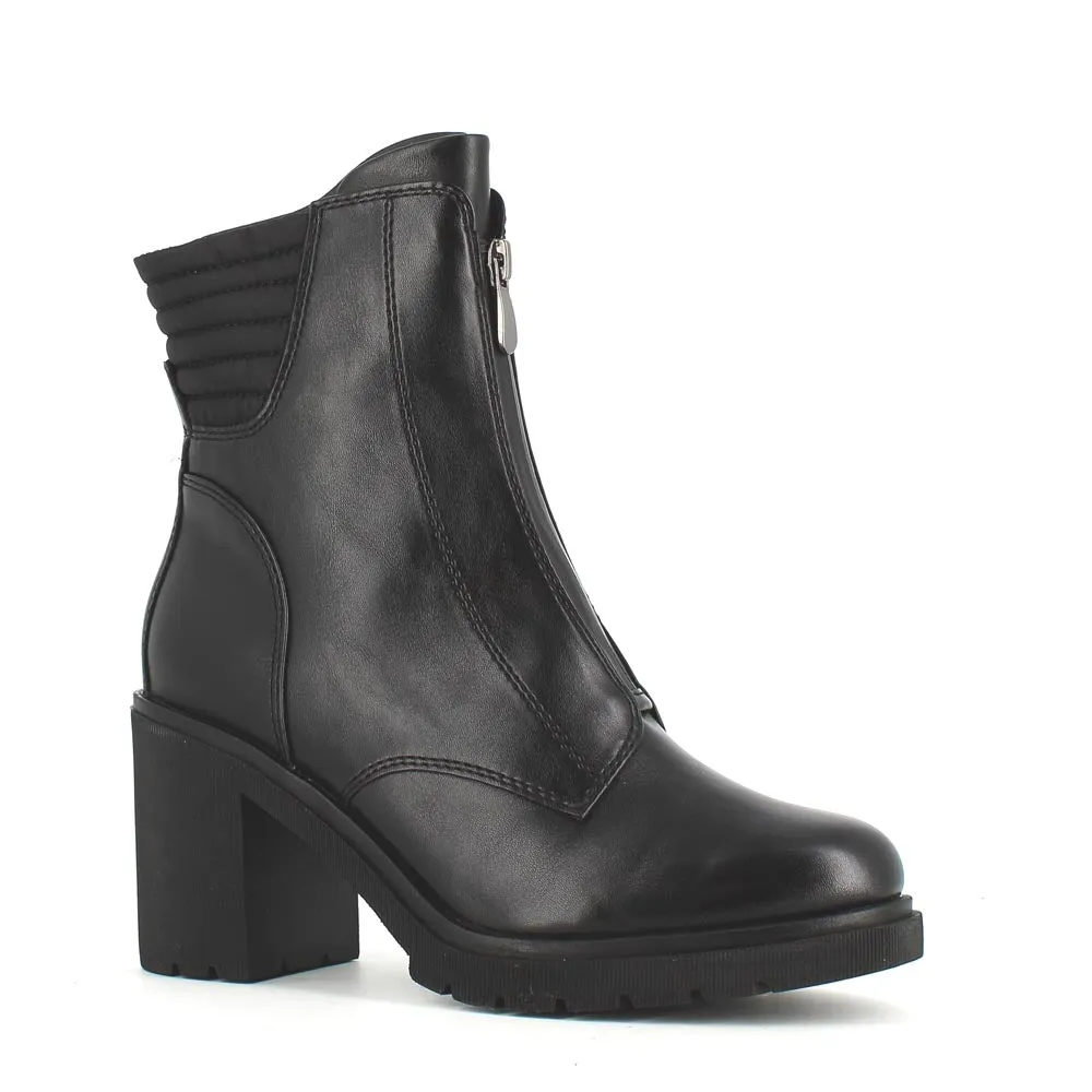 Marco Tozzi Front Zipper Chunky Boot Black