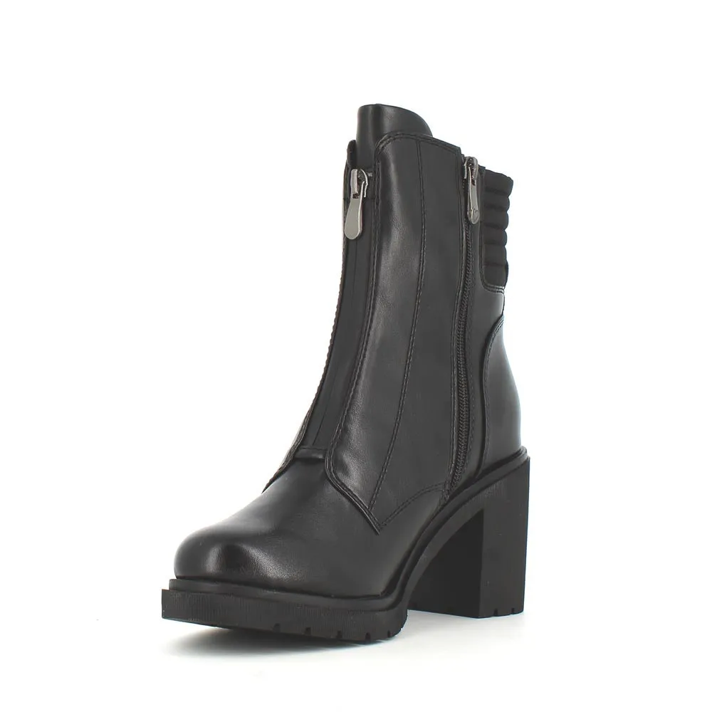 Marco Tozzi Front Zipper Chunky Boot Black