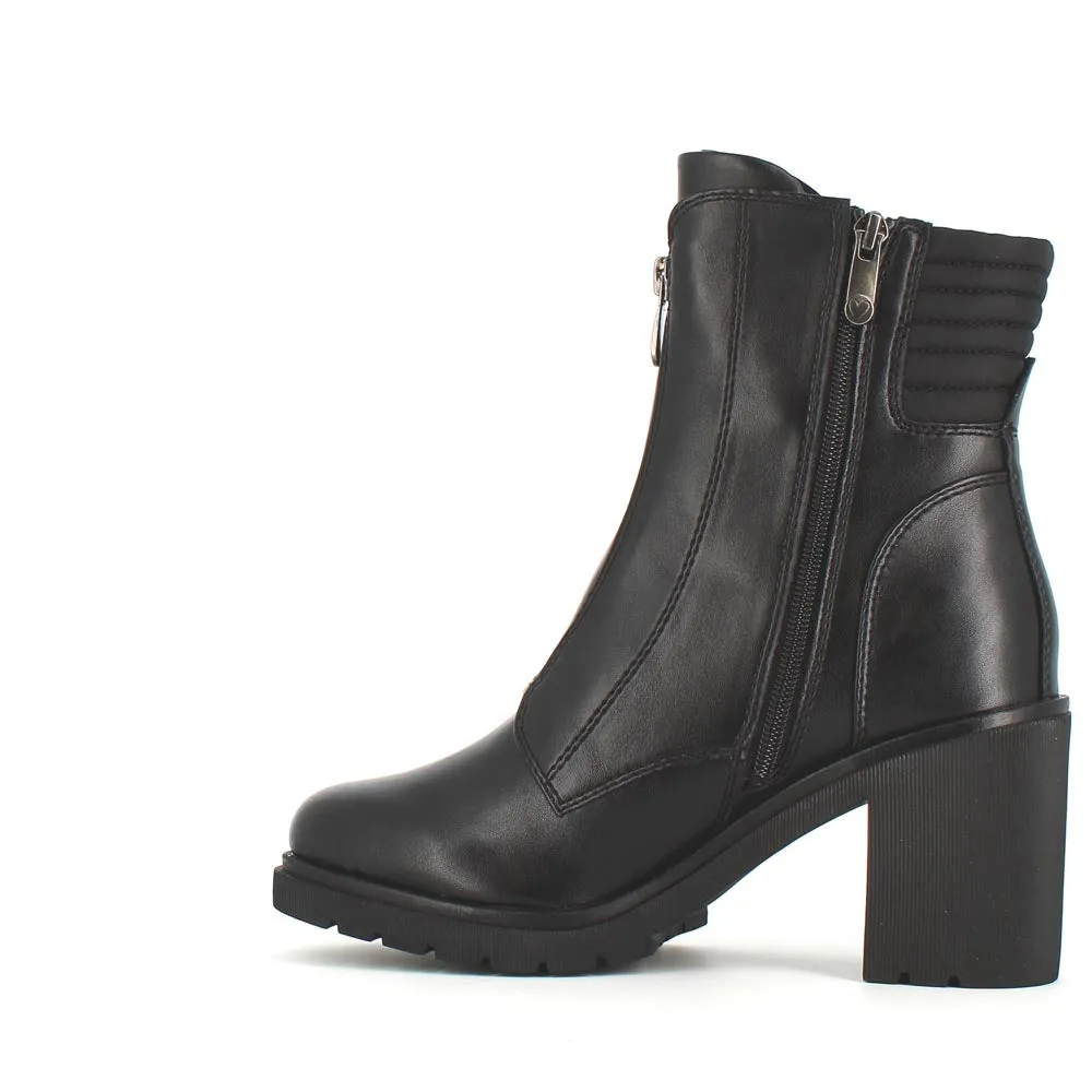 Marco Tozzi Front Zipper Chunky Boot Black
