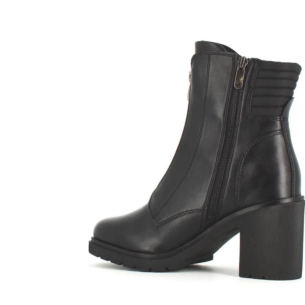 Marco Tozzi Front Zipper Chunky Boot Black