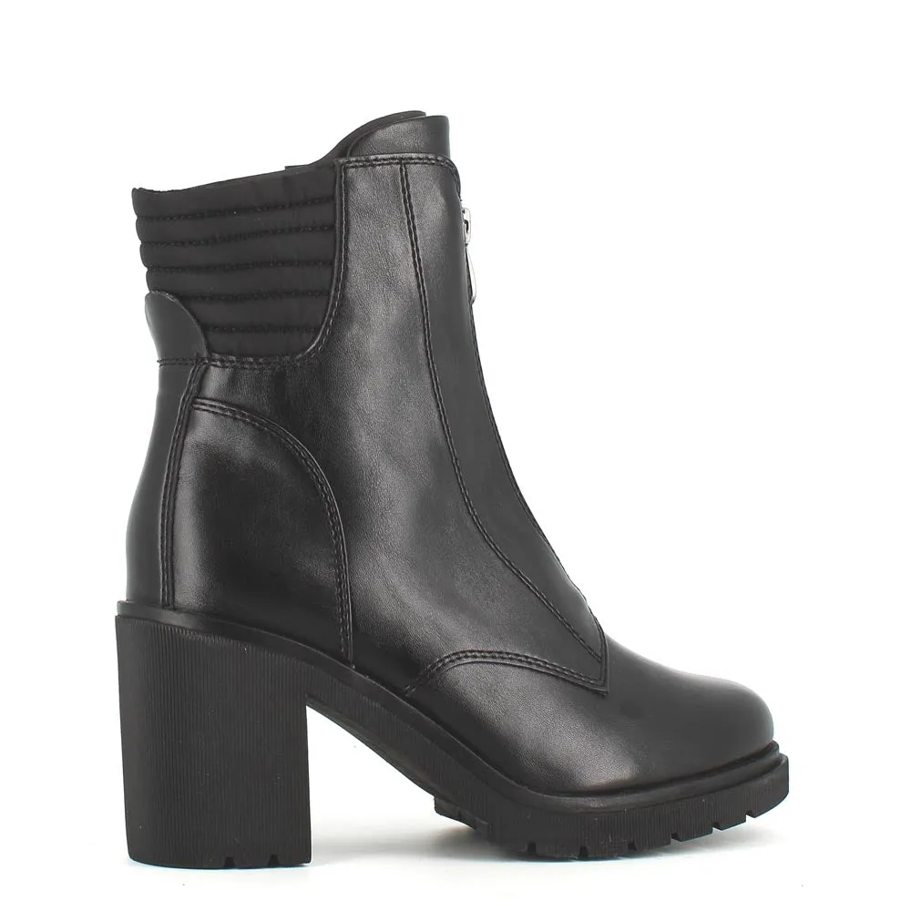 Marco Tozzi Front Zipper Chunky Boot Black