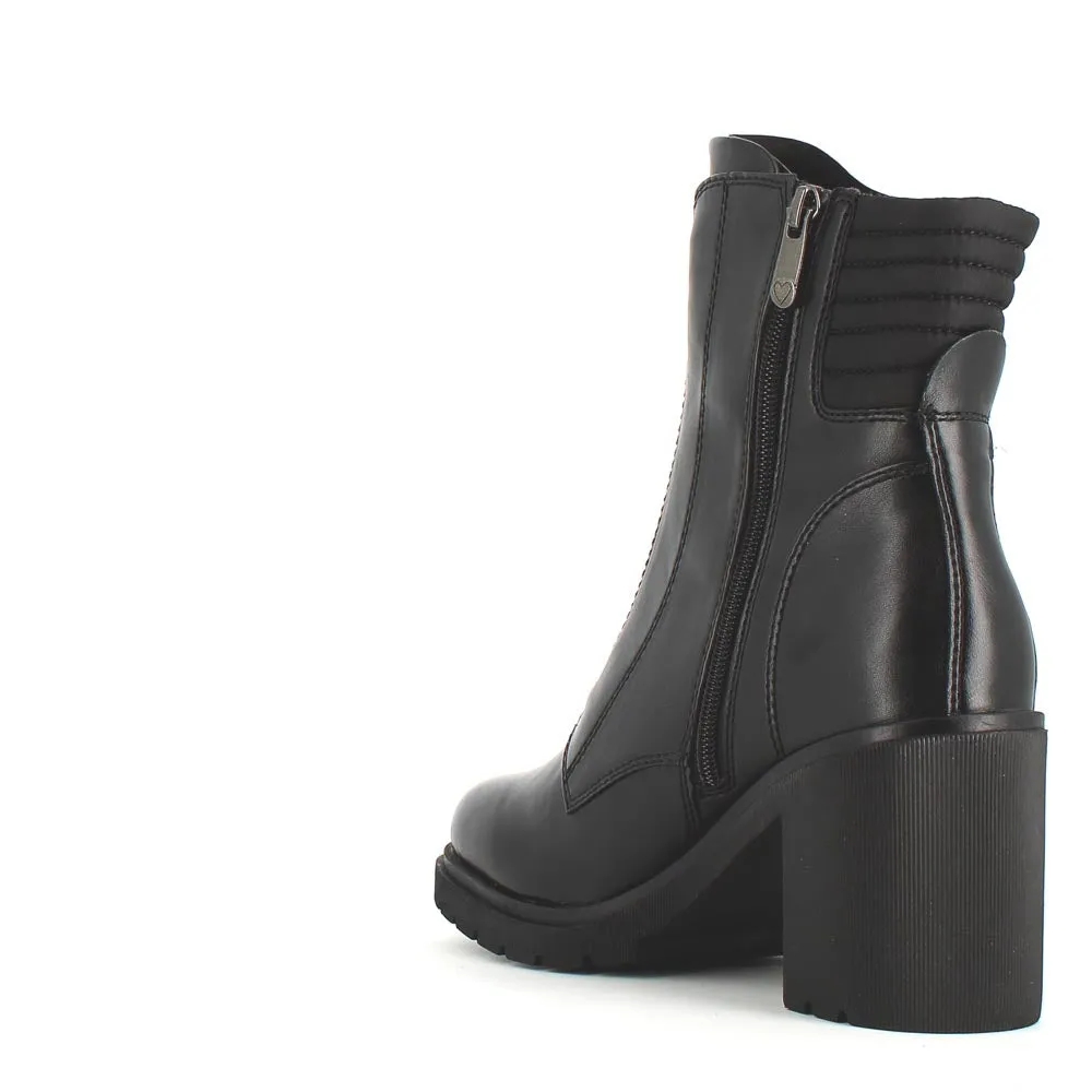 Marco Tozzi Front Zipper Chunky Boot Black