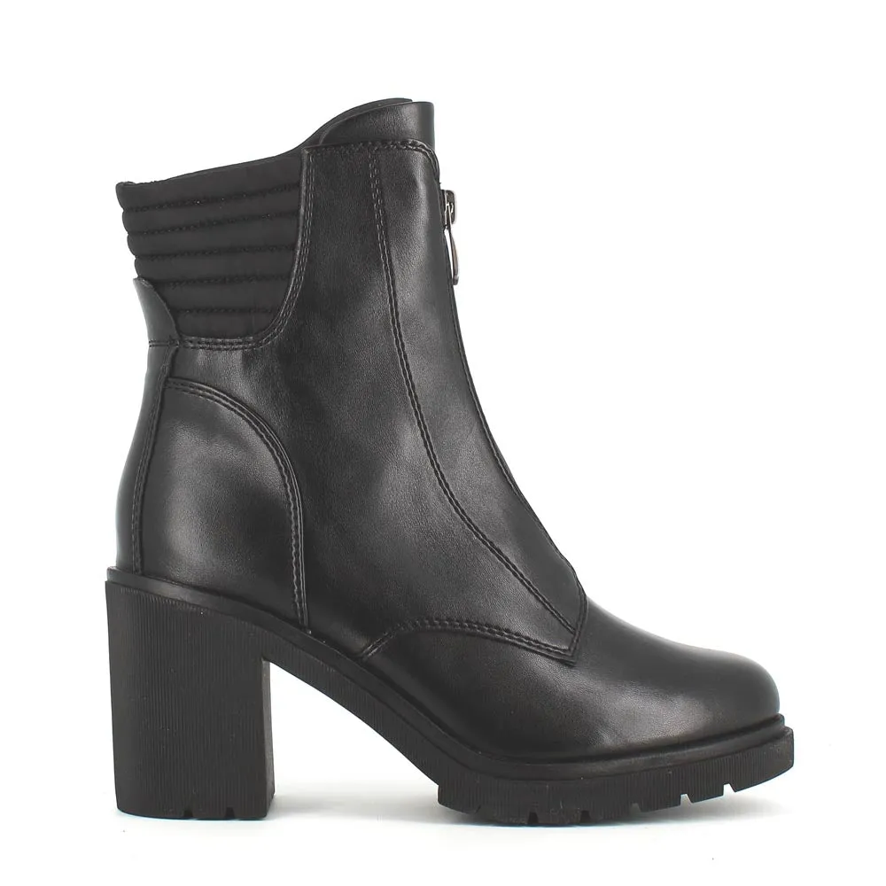 Marco Tozzi Front Zipper Chunky Boot Black