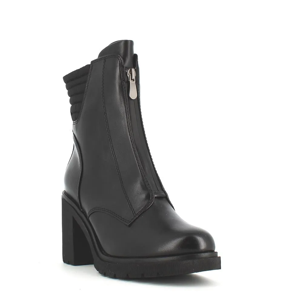 Marco Tozzi Front Zipper Chunky Boot Black
