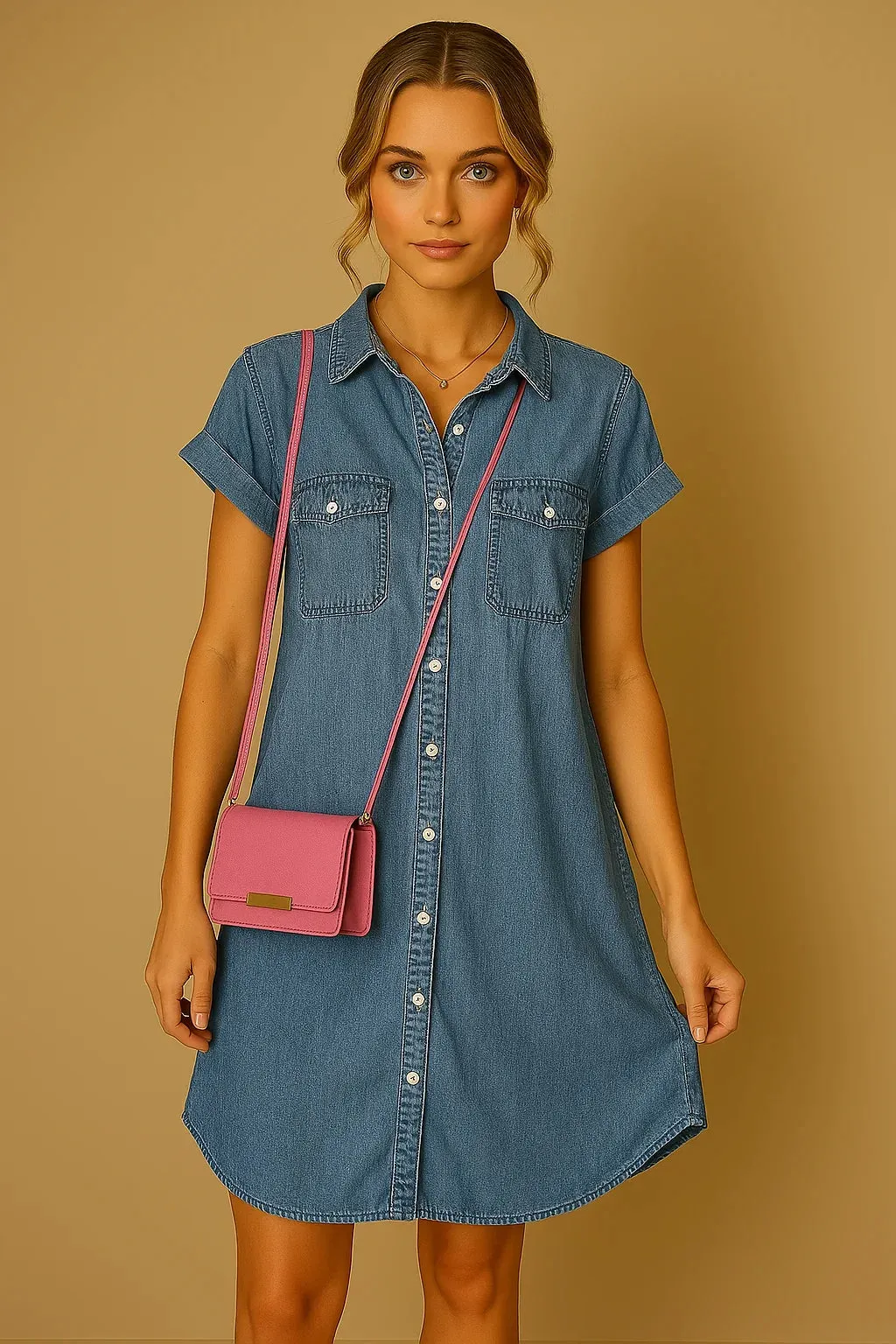 Martina | Short Sleeve Denim Dress