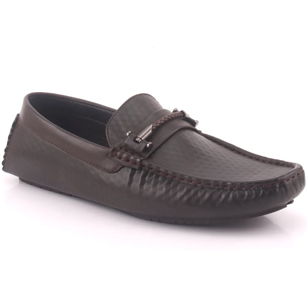 Men “SERGIO” Penta Textured Slip On Stylish Metallic Clasp Casual Moccasin Shoes