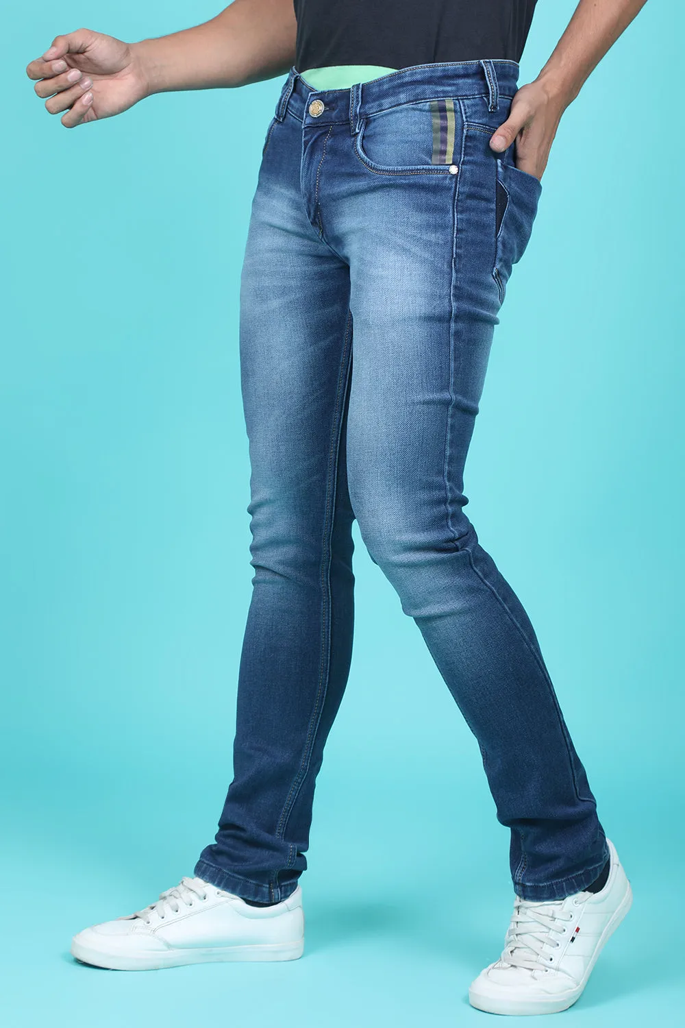 Men's Blue Denim Slim Fit QLC-5310-1 Jean