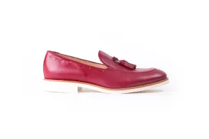 Men's Burgandy & Tan Accented Tassel Loafer with Beige Sole (EX-161)