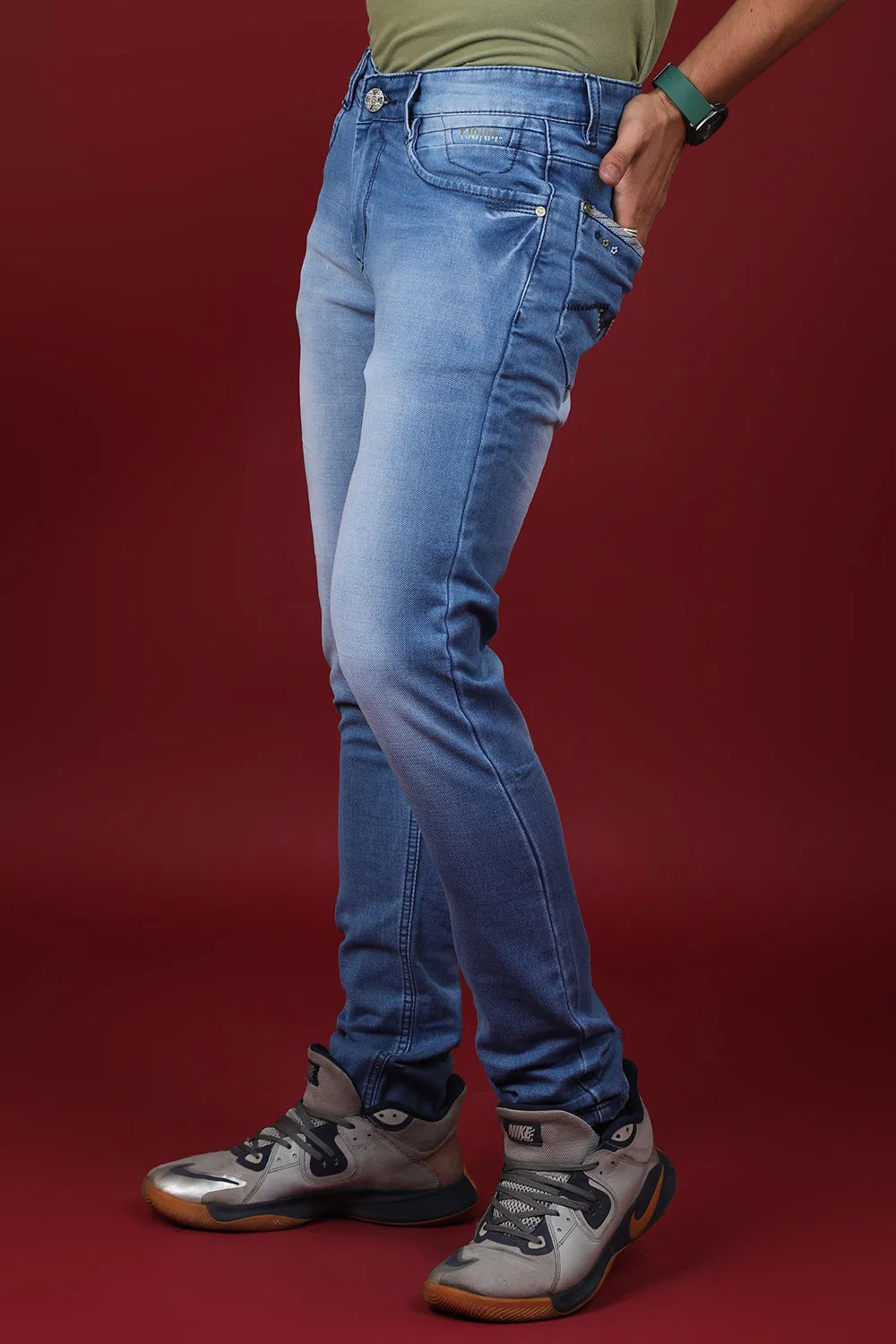 Men's Dark Blue Denim Slim Fit SQLC-5388 Jean