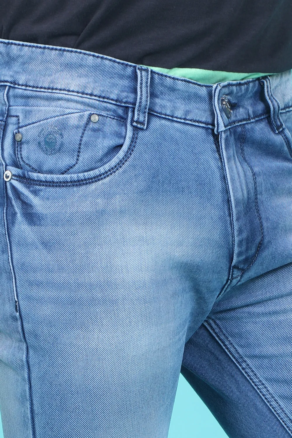 Men's Light Blue Denim Slim Fit RQLC-5447 Jean