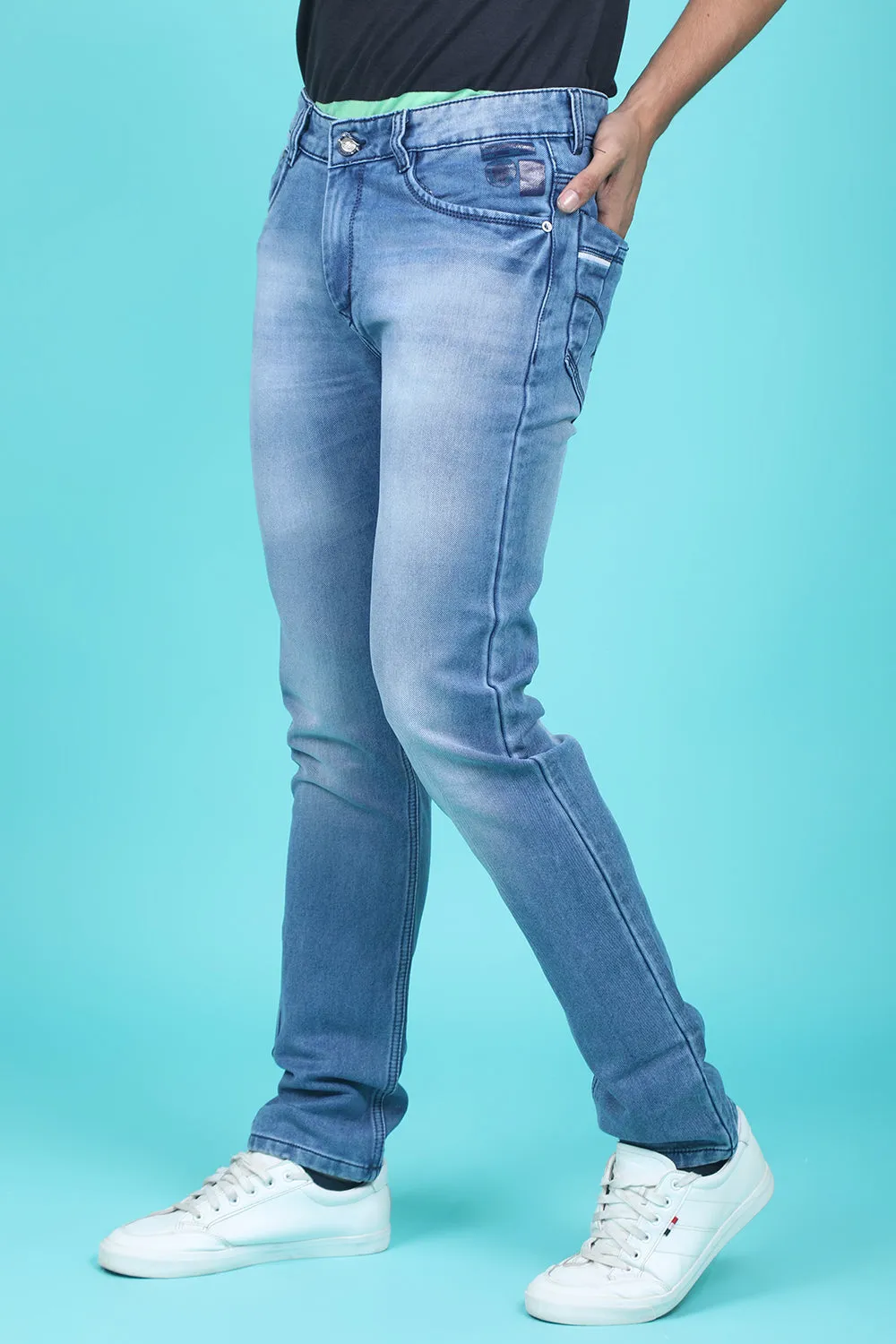Men's Light Blue Denim Slim Fit RQLC-5447 Jean