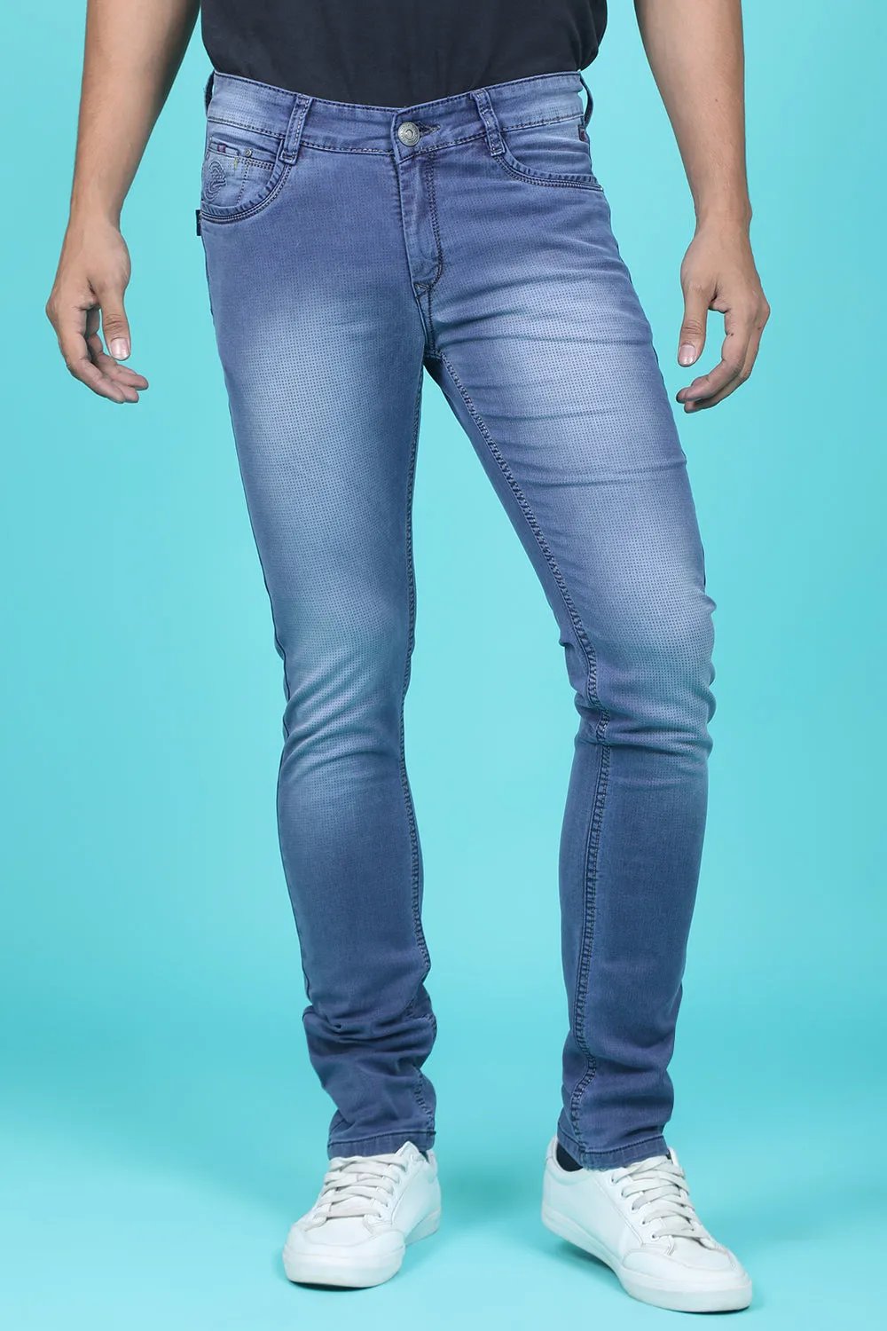 Men's Light Blue Denim Slim Fit SQLC-5418-1 Jean