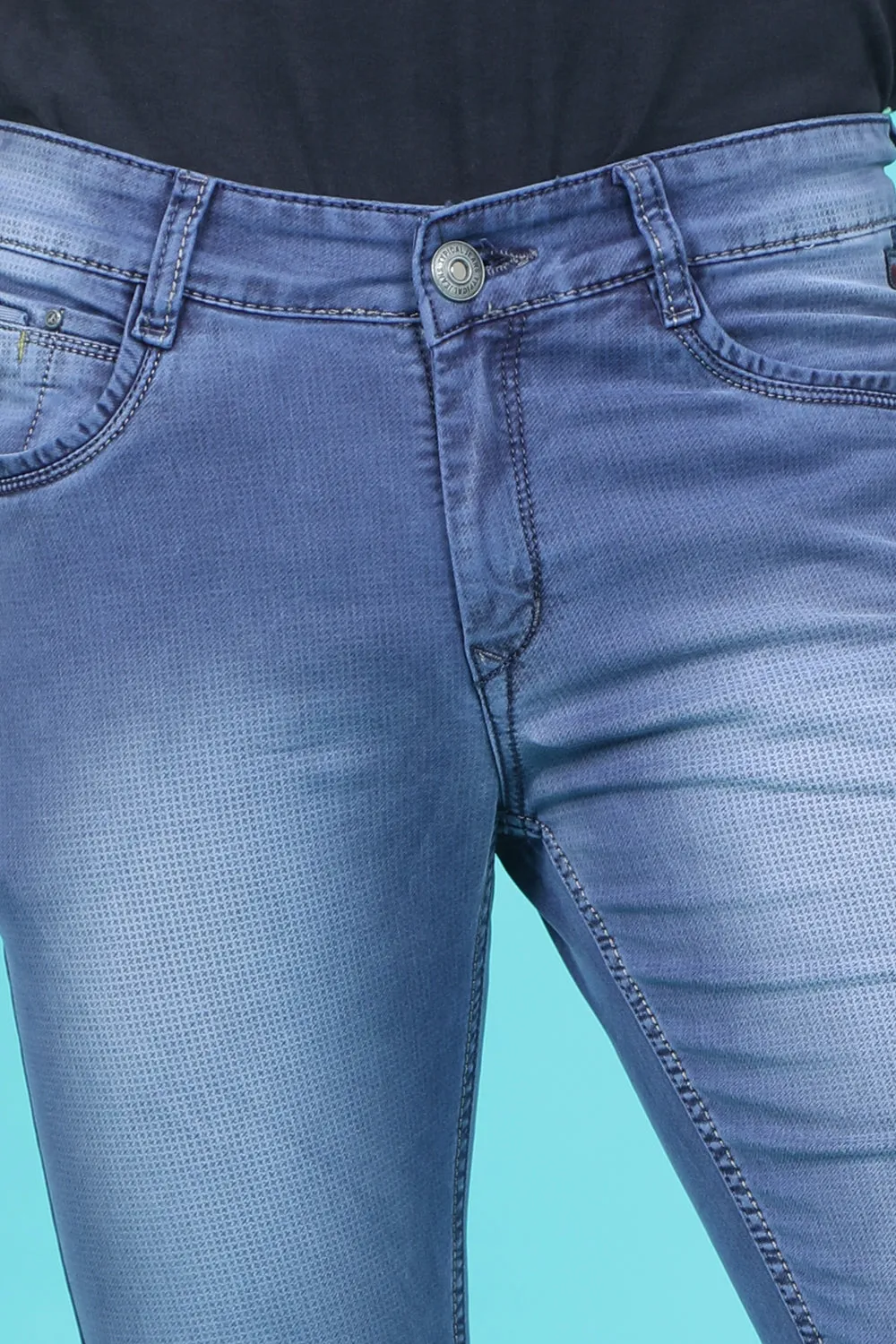 Men's Light Blue Denim Slim Fit SQLC-5418-1 Jean