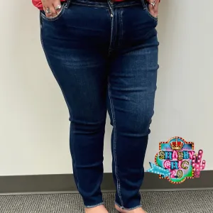Mid Rise Raw Hem Crop Skinny Dark Non Distressed Jeans