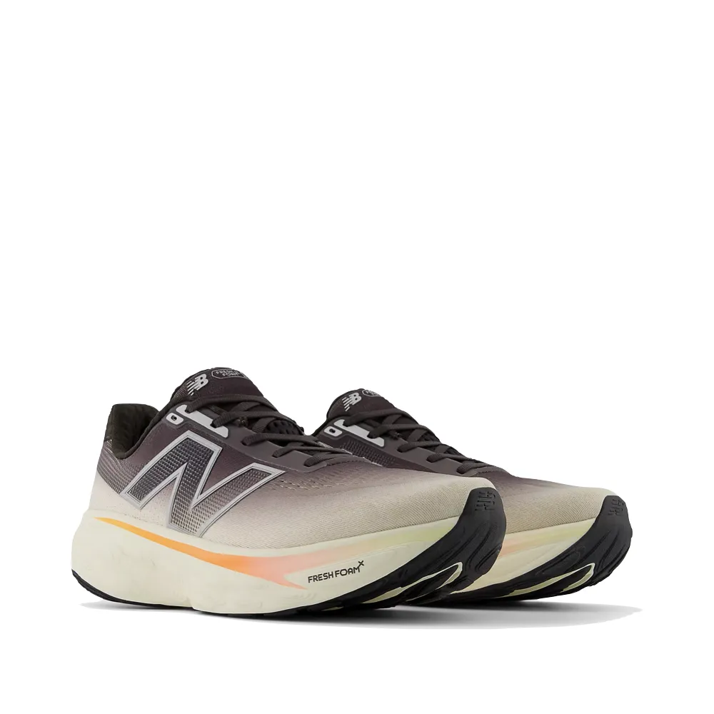 New Balance Men's Fresh Foam X 1080v14 Sneaker in Black Cement with Angora and Hot Mango