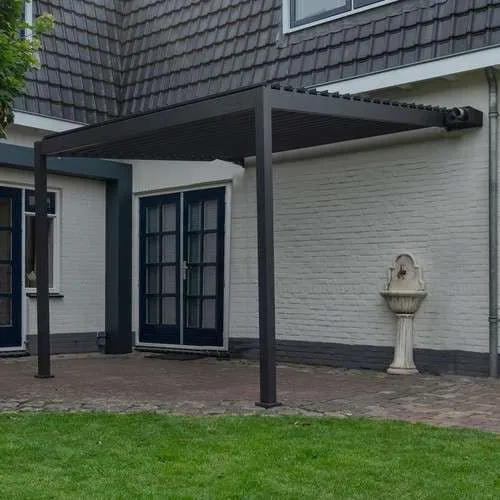 Nova Aluminium Wall Mounted Pergola - 3m x 3m Square - Grey