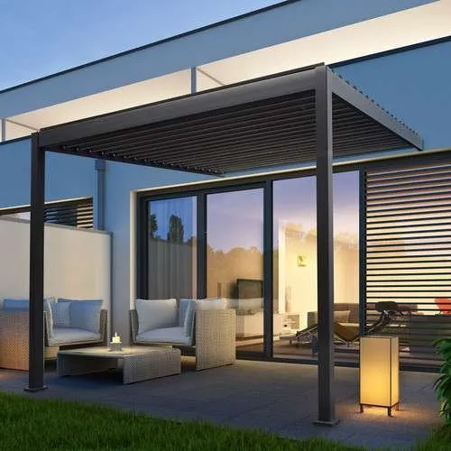 Nova Aluminium Wall Mounted Pergola - 3m x 3m Square - Grey