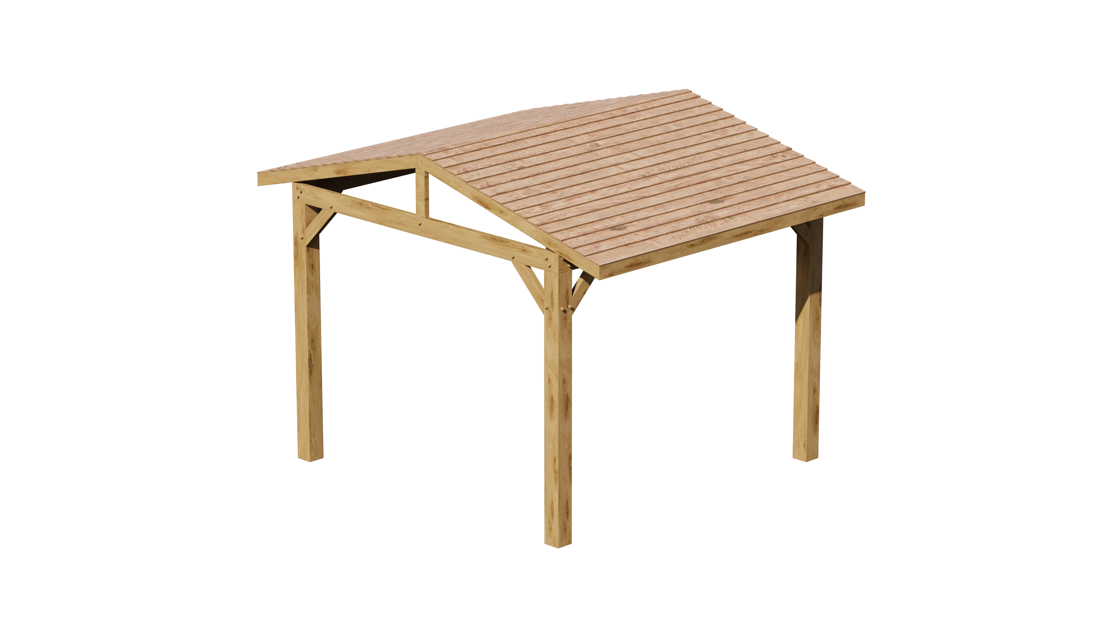 Oak Wooden Gazebo - Cedar Featheredge Roof - Apex Design - No Overhang