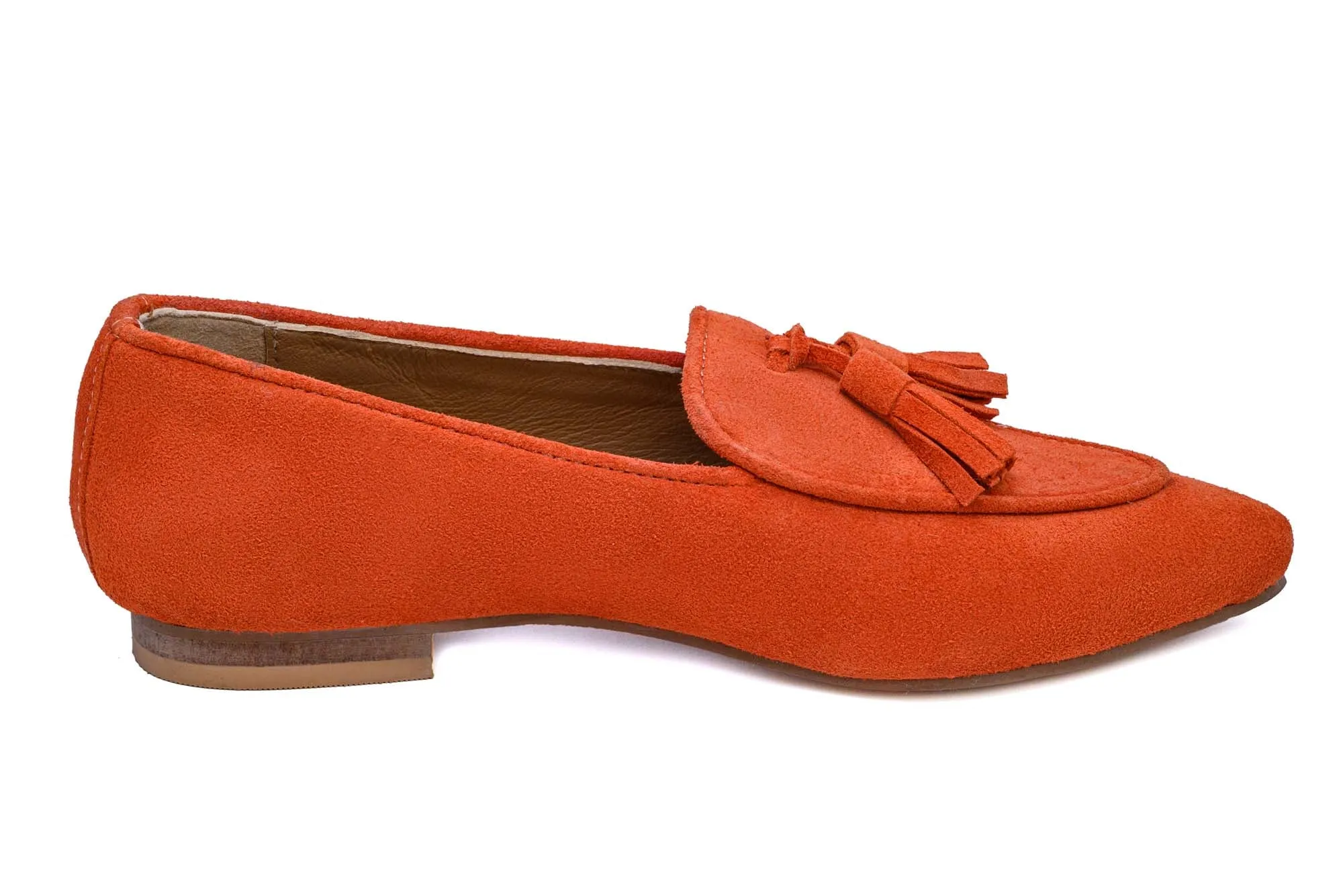 Orange Suede Loafer Tassle