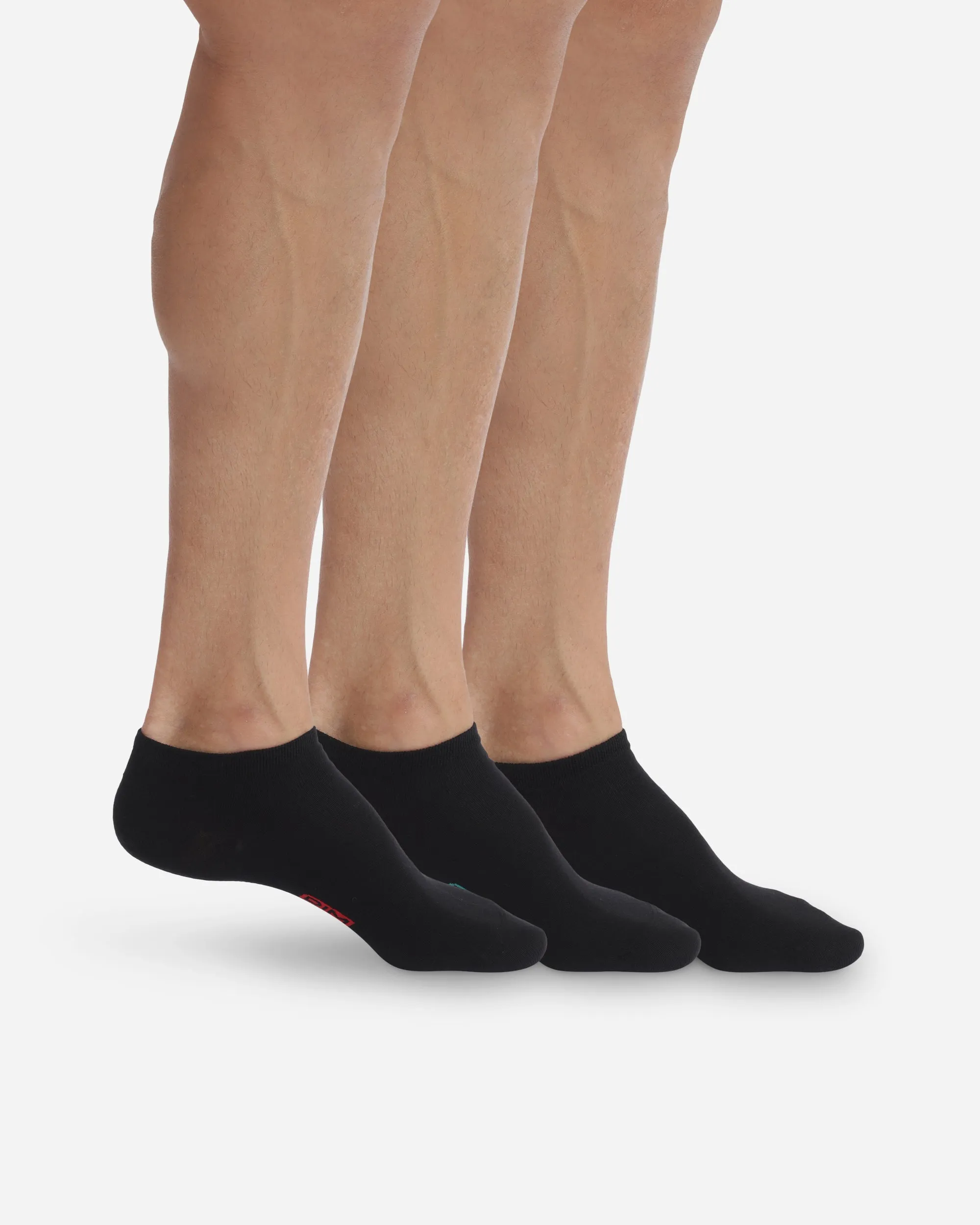 Pack of 3 pairs of black invisible trainer socks for men