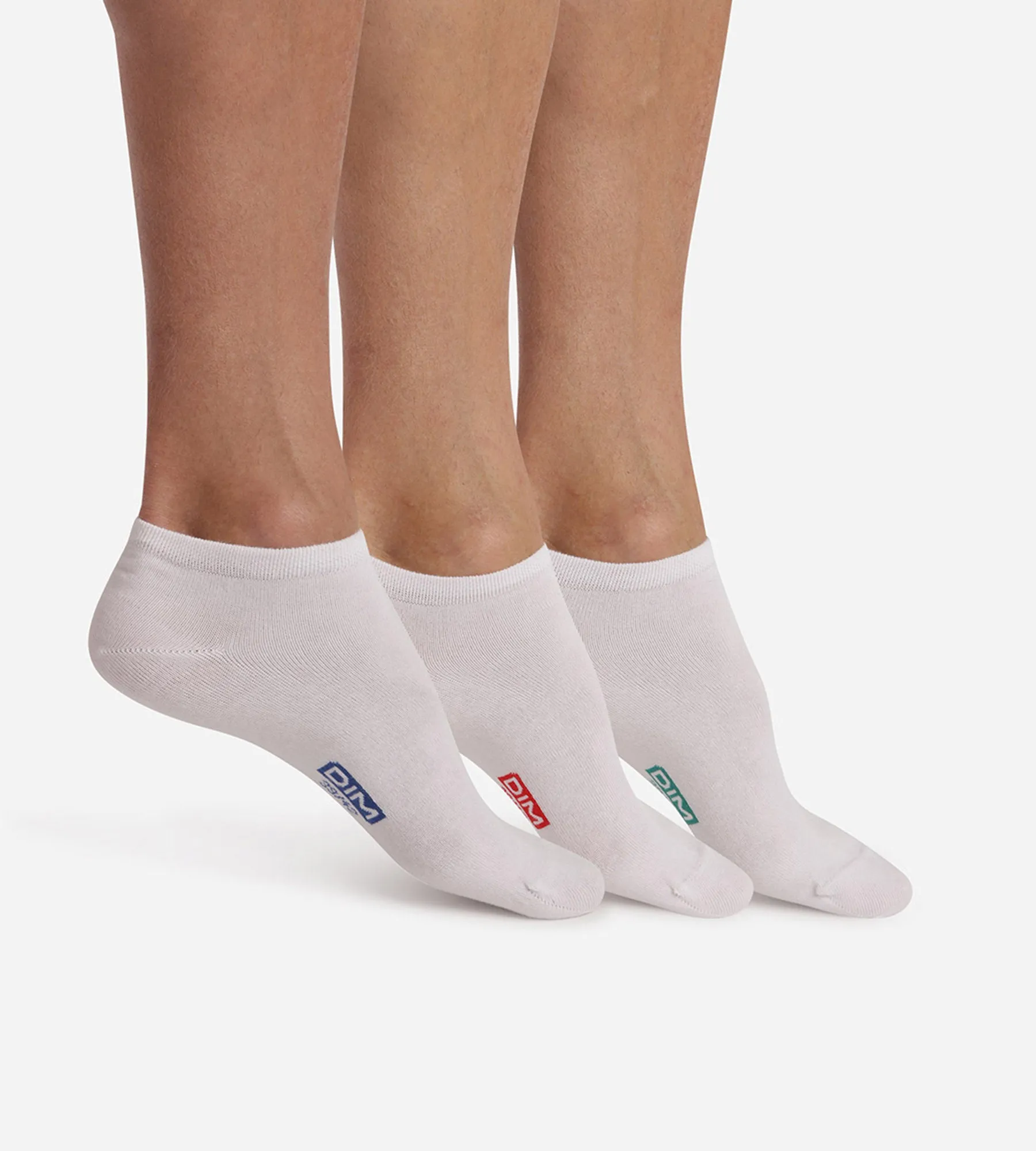 Pack of 3 pairs of white cotton trainer socks for men