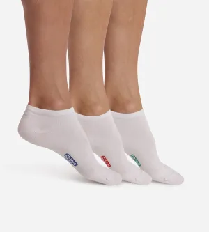 Pack of 3 pairs of white cotton trainer socks for men