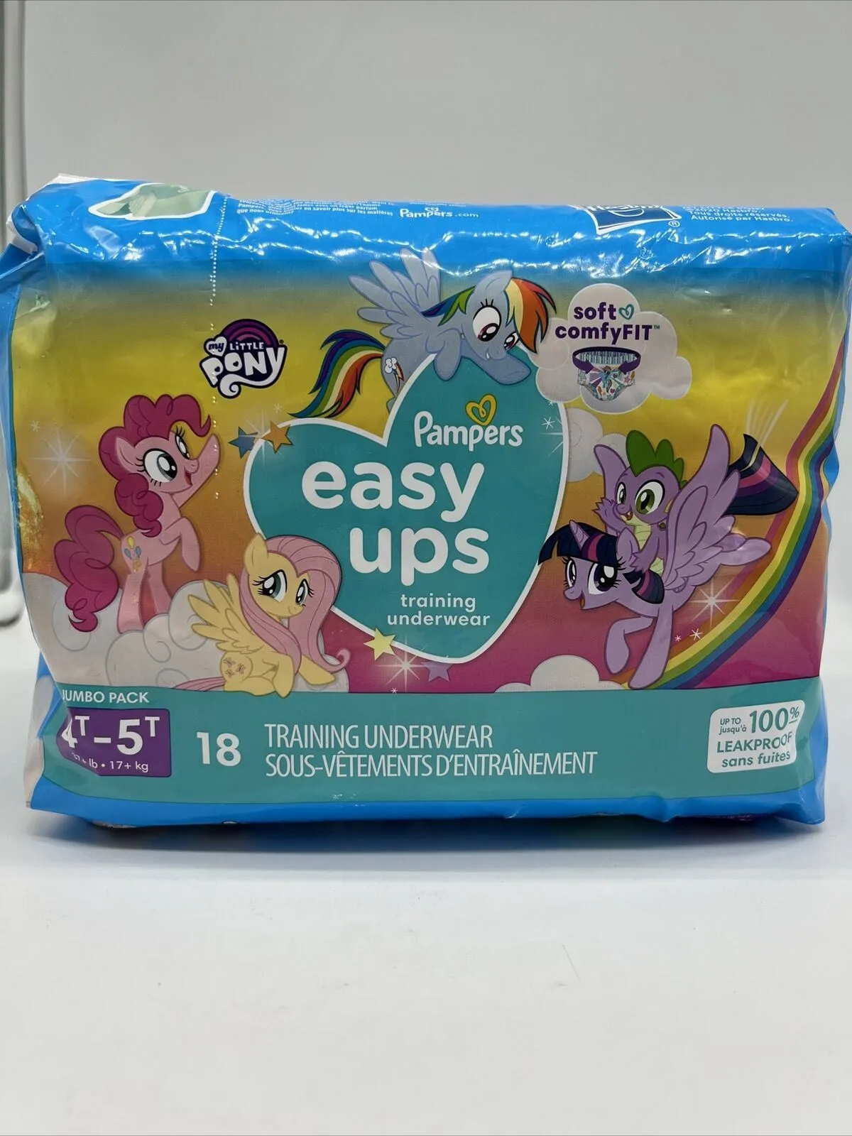 PAMPERS EASY UPS TRAINING UNDERWEAR 4T-5T 37  Lb Jumbo Pack 18ct MY LITTLE PONY