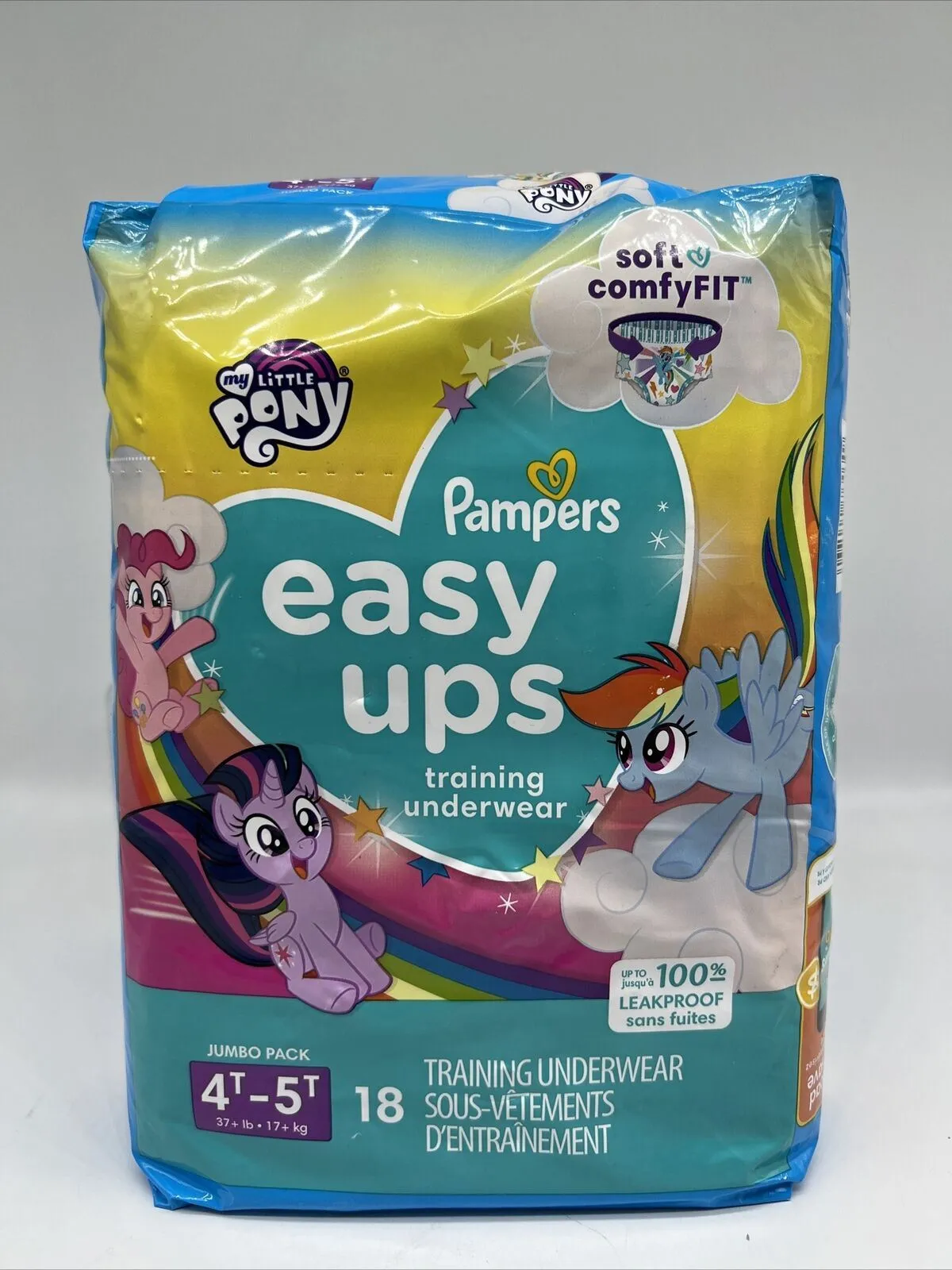 PAMPERS EASY UPS TRAINING UNDERWEAR 4T-5T 37  Lb Jumbo Pack 18ct MY LITTLE PONY