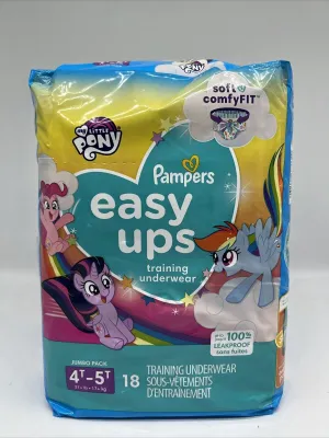 PAMPERS EASY UPS TRAINING UNDERWEAR 4T-5T 37  Lb Jumbo Pack 18ct MY LITTLE PONY