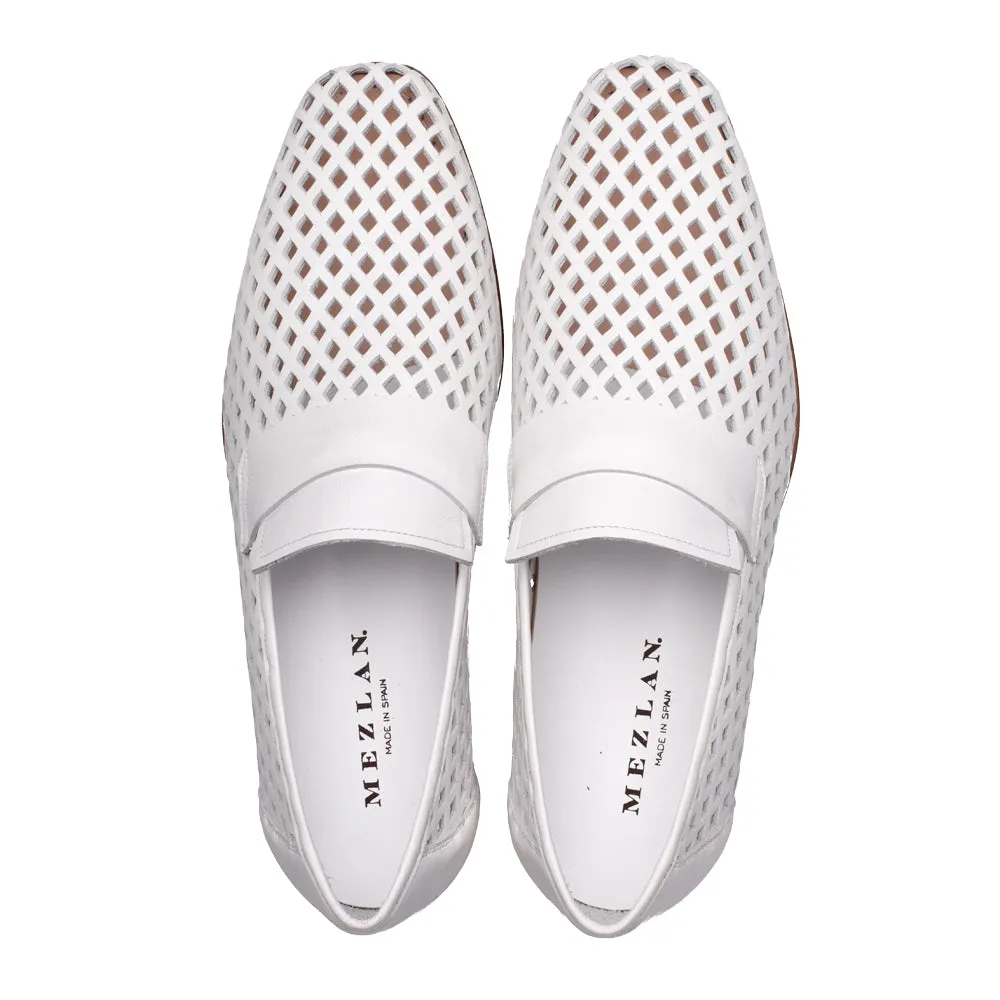 Perforated Calf Loafer-White | Mezlan