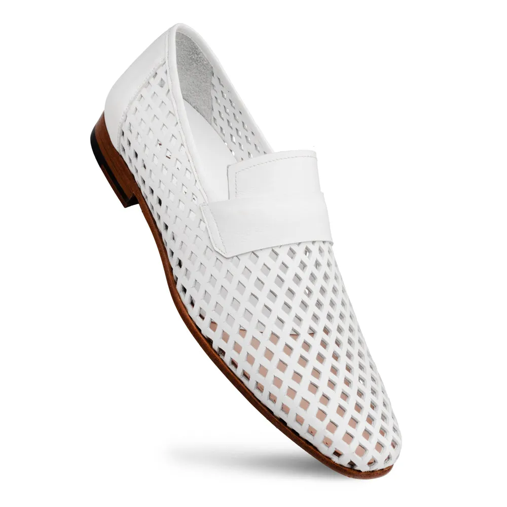 Perforated Calf Loafer-White | Mezlan