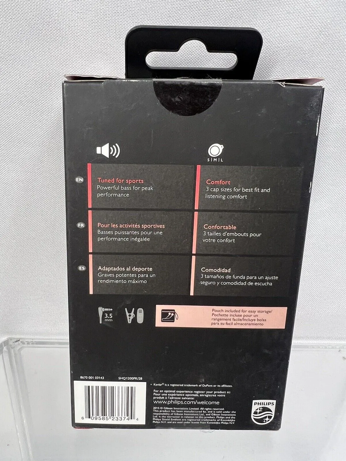 Philips ActionFit SHQ1200 Ultra Light 3.5mm Training Headphones Sport Earbud