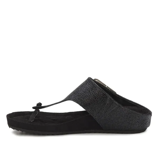 Phoebe Sandal: Black Pebble Patent Leather/Black Suede Bottom NEW I Walking Cradle