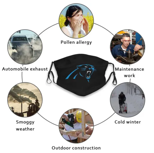 Print Football Personalized Carolina Panthers Adult Dust Mask With Filters PM 2.5