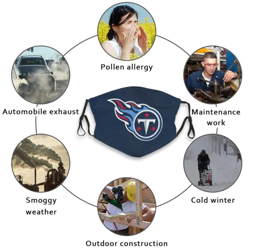 Print Football Personalized Tennessee Titans Adult Dust Mask With Filters PM 2.5