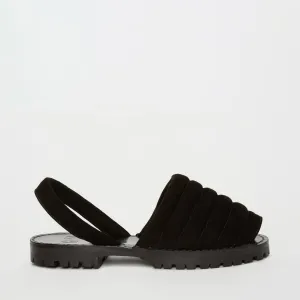 Quilted Black Suede Goya Slide