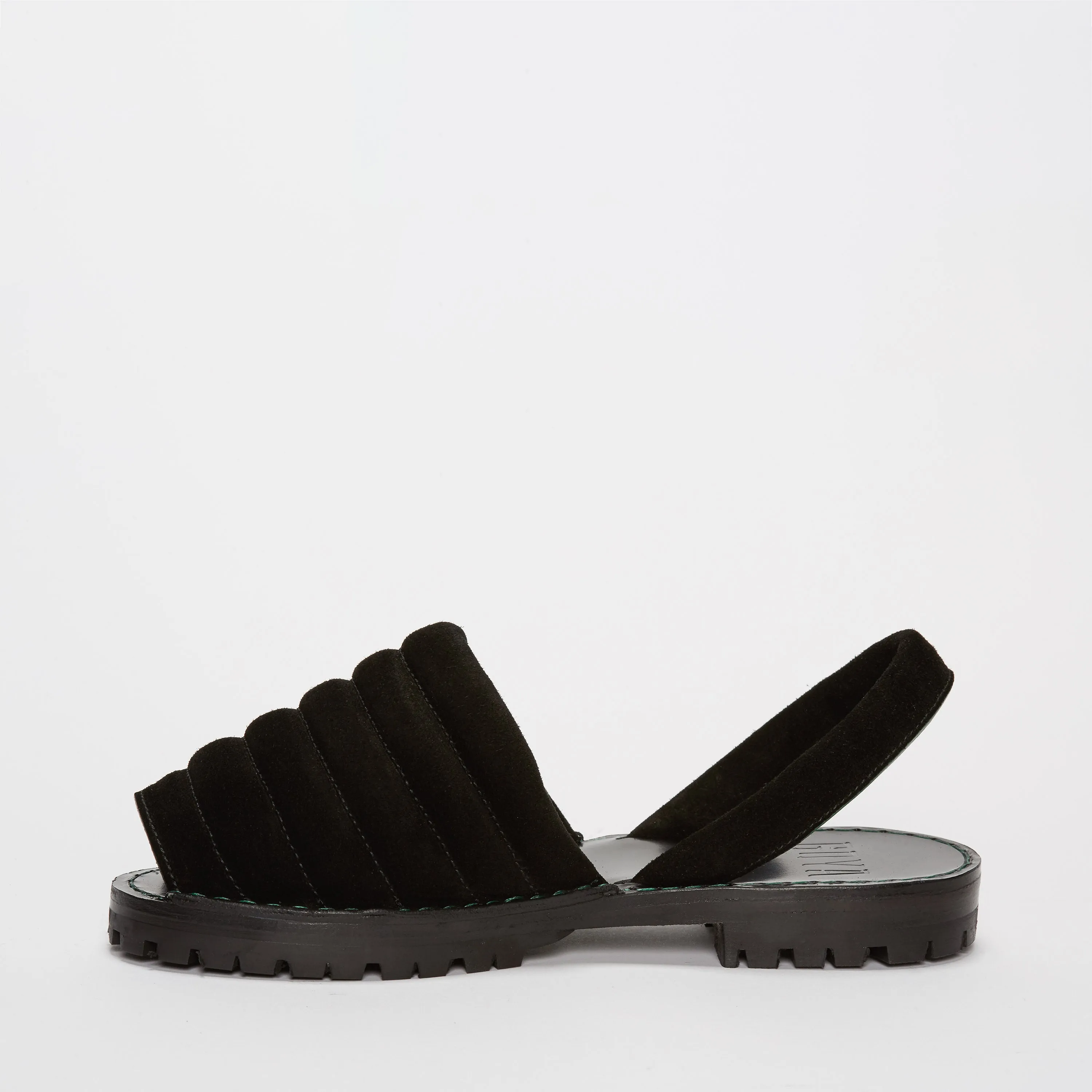 Quilted Black Suede Goya Slide