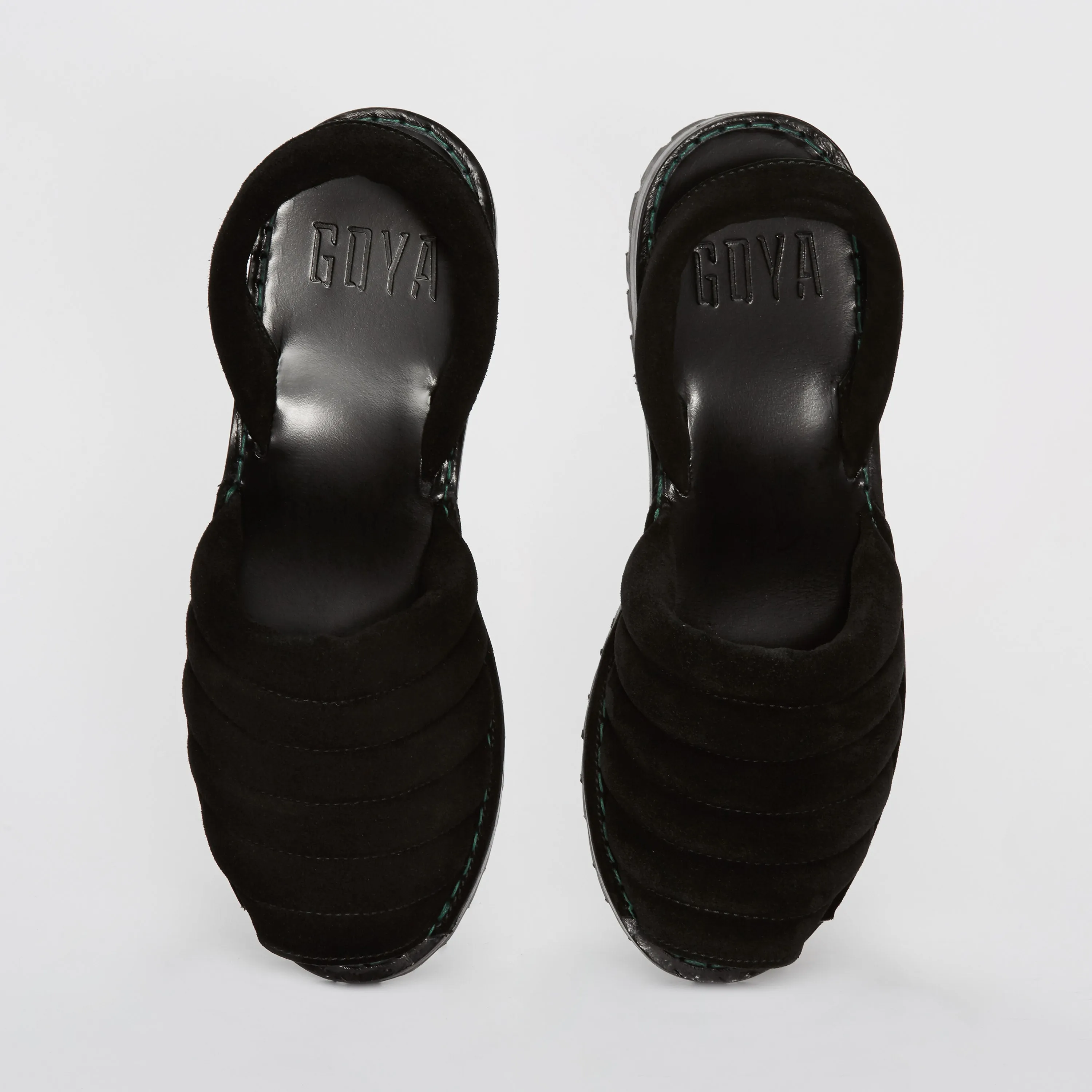 Quilted Black Suede Goya Slide