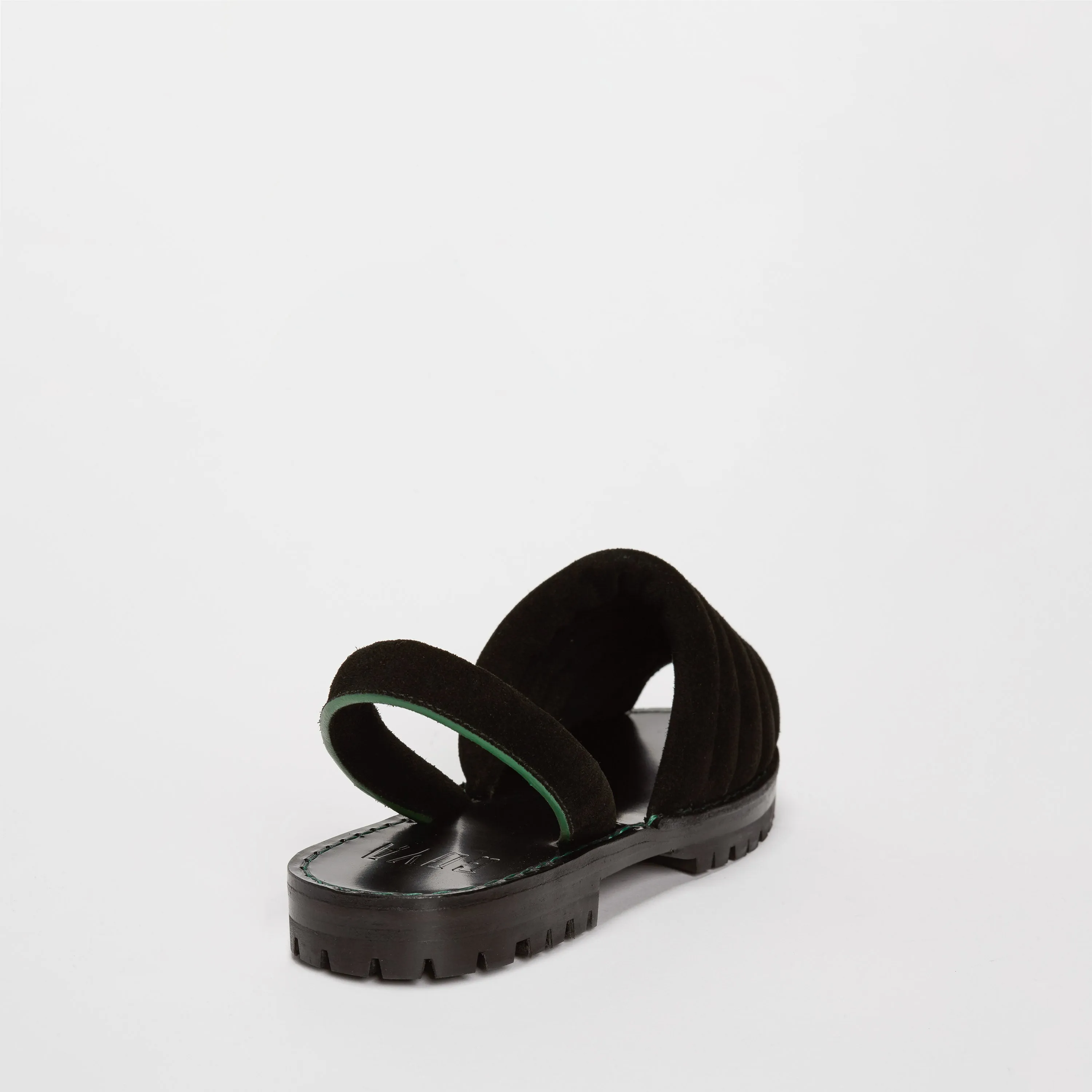 Quilted Black Suede Goya Slide