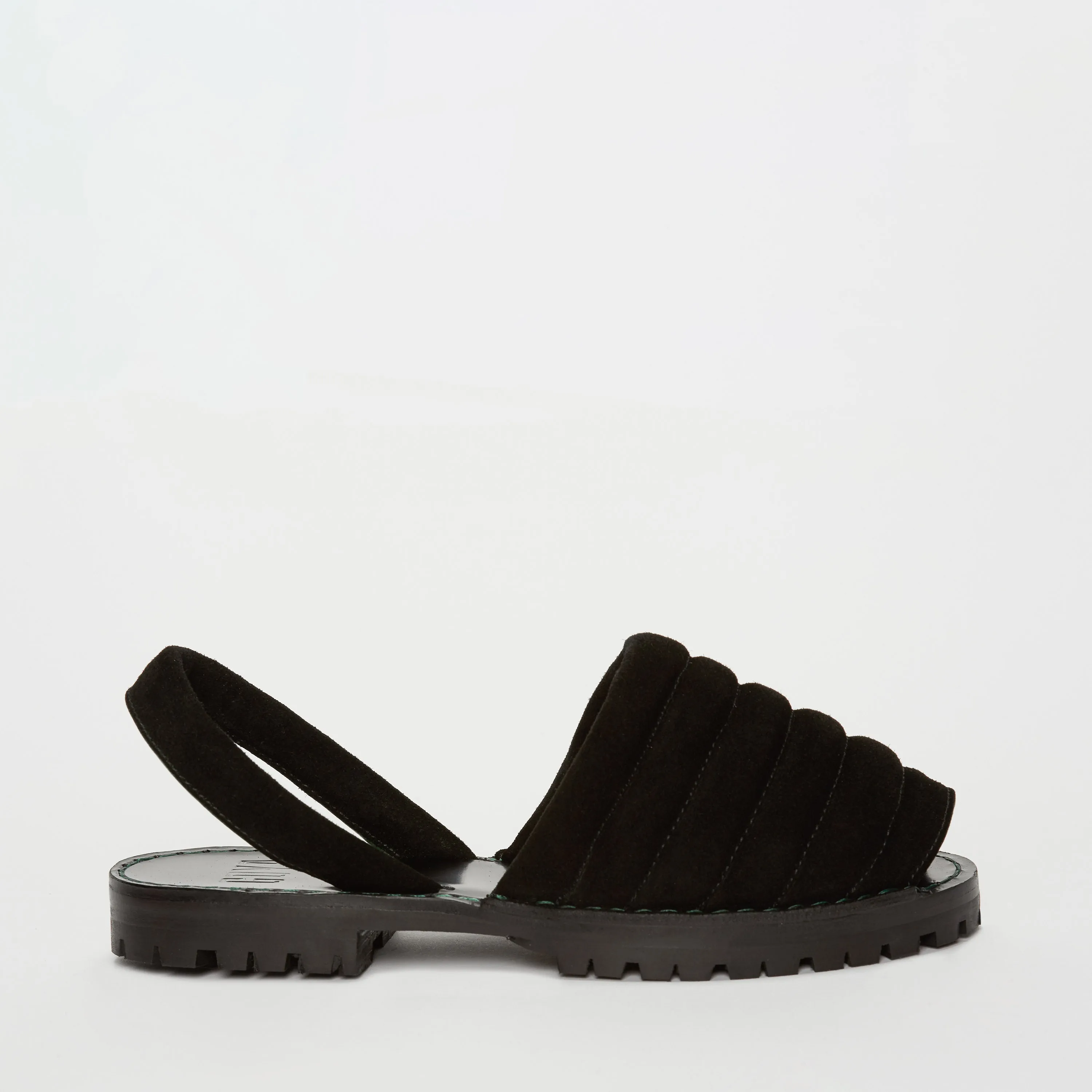 Quilted Black Suede Goya Slide
