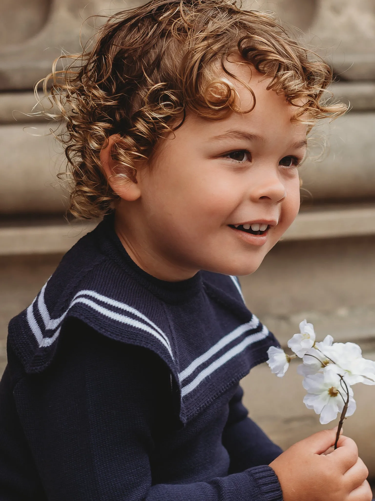 'Ralph' navy & white knitted suit with sailor collar