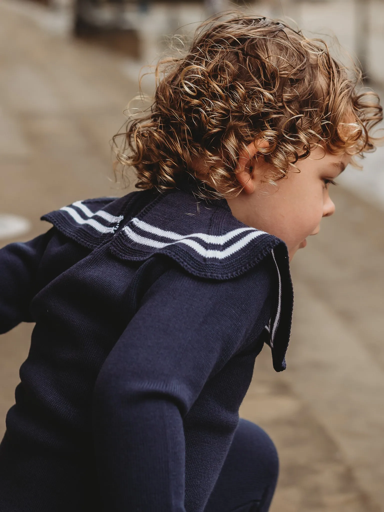 'Ralph' navy & white knitted suit with sailor collar