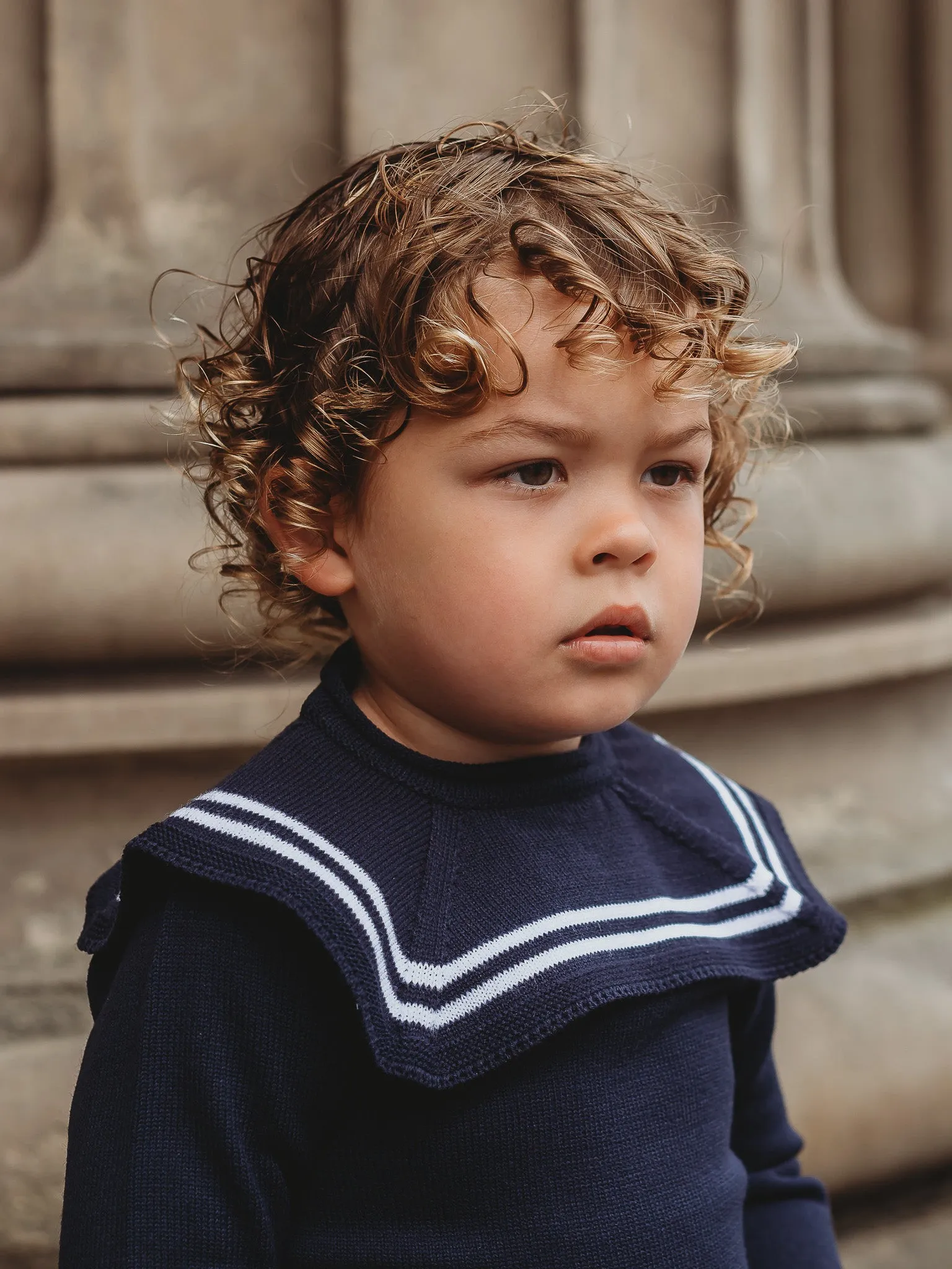 'Ralph' navy & white knitted suit with sailor collar