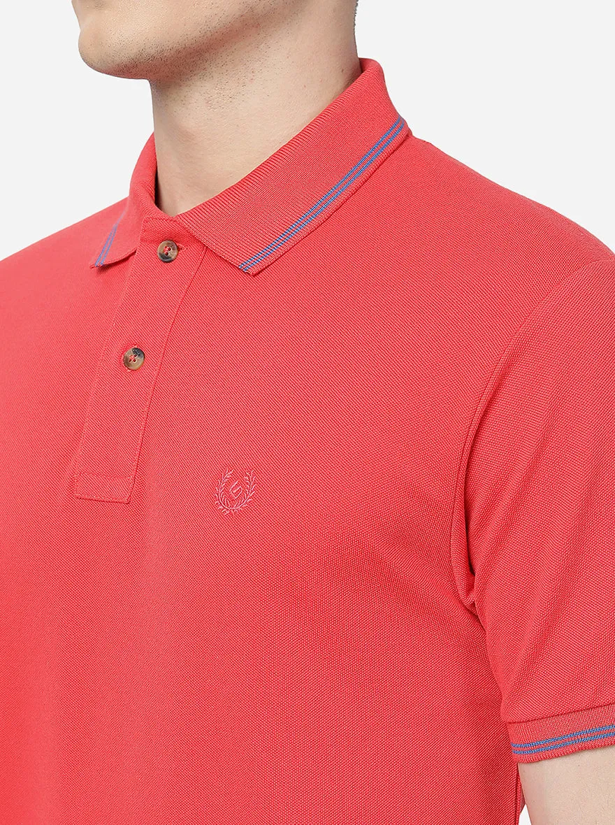 Red Solid Slim Fit Polo T-Shirt | Greenfibre